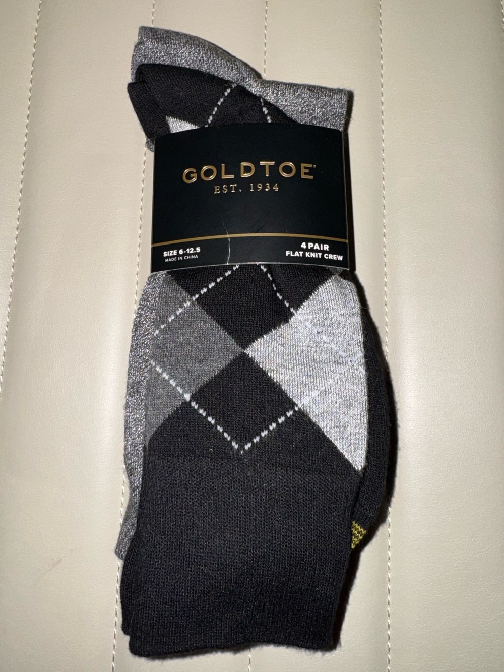 Gold Toe Men's Argyle Crew Socks - Black & Gray